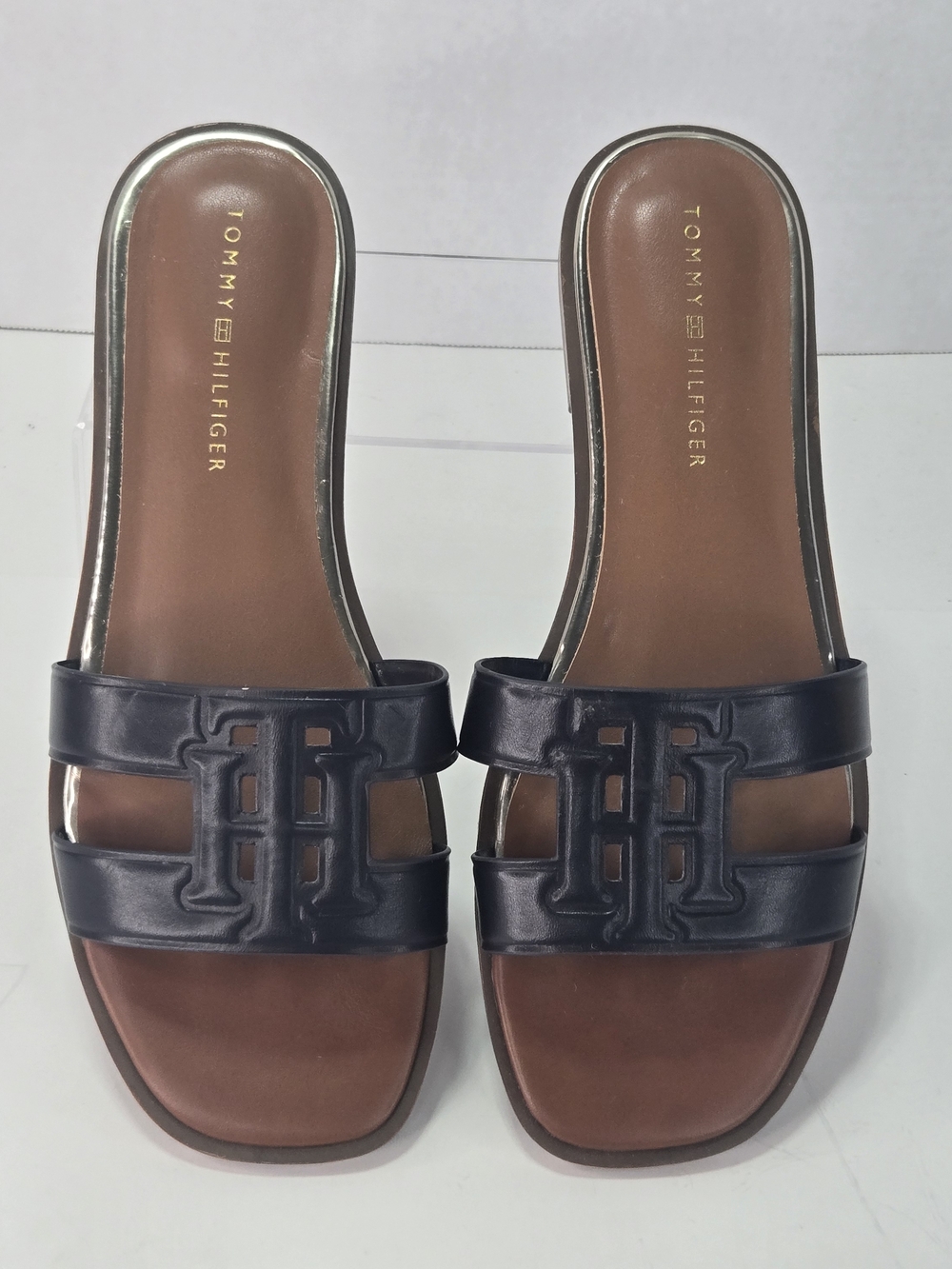 Tommy Hilfiger Terenz Navy Leather Slide Sandals Women's Size 9 - Picture 6 of 12